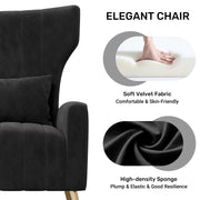 Hawsaiy Mid Century Modern Velvet Accent Chair Set of 1/2, High Back Armchair with Metal Legs, Upholstered Comfy Chair for Living Room and Bedroom