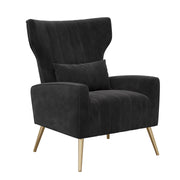 Nalupatio Velvet Fabric Upholstered Reading Comfy Mid Century Modern Armchair with Metal Legs and Spring Support, Accent Chair for Living Room,Beige