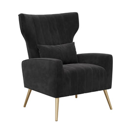 Nalupatio Velvet Fabric Upholstered Reading Comfy Mid Century Modern Armchair with Metal Legs and Spring Support, Accent Chair for Living Room,Beige