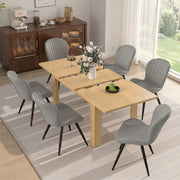 Hawsaiy Extendable Dining Table Set for 4, Shell Back Upholstered Dining Chairs, Farmhouse Kitchen Dining Room Set, Hidden Leaf Dining Table Seats 6-8