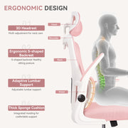 Hawsaiy Ergonomic Office Chair with Breathable Fabric, Adjustable Height, 3D Headrest, Adjustable Armrests, and Spring-Loaded Lumbar Support