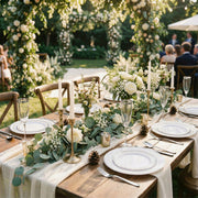 Hawsaiy 100/200PCS Disposable Plastic Plates Set, White Plates with Gold Rim, 7 Inch & 10 Inch Party Dinner Plates, BPA Free, Food Grade, Heavy Duty, Reusable