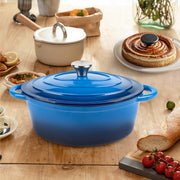 Hawsaiy Enameled Oval Dutch Oven Pot with Lid and Dual Handles, Cast Iron Dutch Oven for Cooking, Bread Baking, Non-stick Enamel Coated Cookware
