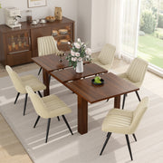 Hawsaiy Extendable Dining Table Set for 6, Upholstered Dining Chairs, Farmhouse Kitchen Dining Room Set, Hidden Leaf Dining Table Seats 6-8