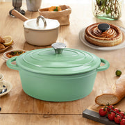 Hawsaiy Enameled Oval Dutch Oven Pot with Lid and Dual Handles, Cast Iron Dutch Oven for Cooking, Bread Baking, Non-stick Enamel Coated Cookware