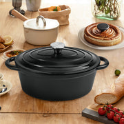 Hawsaiy Enameled Oval Dutch Oven Pot with Lid and Dual Handles, Cast Iron Dutch Oven for Cooking, Bread Baking, Non-stick Enamel Coated Cookware