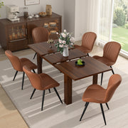 Hawsaiy Extendable Dining Table Set for 4, Shell Back Upholstered Dining Chairs, Farmhouse Kitchen Dining Room Set, Hidden Leaf Dining Table Seats 6-8