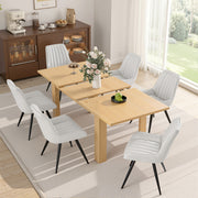 Hawsaiy Extendable Dining Table Set for 6, Upholstered Dining Chairs, Farmhouse Kitchen Dining Room Set, Hidden Leaf Dining Table Seats 6-8