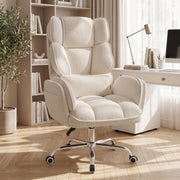 Hawsaiy Big and Tall Office Chair, Flip Armrests with Side Pockets, Comfy Criss Cross Office Chair with Extra-Wide Plush Seat, 150° Reclining Executive Office Chair, Chenille Upholstery