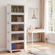 Hawsaiy 4-Tier Foldable Plastic Storage Cabinet with Lids, Stackable Bins with Wheels for Home & Office