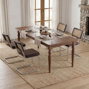 Hawsaiy Velvet Rattan Dining Chairs Set of 2/3/4/6/8, Upholstered Dining Room Chairs with Cane Back, Mid Century Modern Cantilever Kitchen Chairs, Chrome Frame Armless Side Chairs