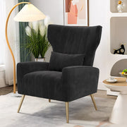 Nalupatio Velvet Fabric Upholstered Reading Comfy Mid Century Modern Armchair with Metal Legs and Spring Support, Accent Chair for Living Room,Beige
