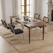 Hawsaiy Velvet Rattan Dining Chairs Set of 2/3/4/6/8, Upholstered Dining Room Chairs with Cane Back, Mid Century Modern Cantilever Kitchen Chairs, Chrome Frame Armless Side Chairs