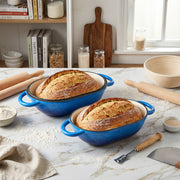 Hawsaiy 2 QT Oval Dutch Oven for Bread Baking, Enameled Cast Iron Bread Pot with Lid & Heat-Resistant Oven Mitts