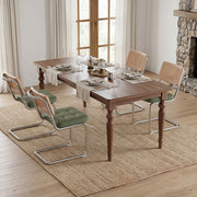 Hawsaiy Velvet Rattan Dining Chairs Set of 2/3/4/6/8, Upholstered Dining Room Chairs with Cane Back, Mid Century Modern Cantilever Kitchen Chairs, Chrome Frame Armless Side Chairs