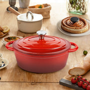 Hawsaiy Enameled Oval Dutch Oven Pot with Lid and Dual Handles, Cast Iron Dutch Oven for Cooking, Bread Baking, Non-stick Enamel Coated Cookware