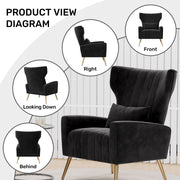 Hawsaiy Mid Century Modern Velvet Accent Chair Set of 1/2, High Back Armchair with Metal Legs, Upholstered Comfy Chair for Living Room and Bedroom