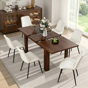 Hawsaiy Extendable Dining Table Set for 4, PU Leather Dining Chairs, Farmhouse Kitchen Dining Room Set, Hidden Leaf Dining Table Seats 6-8