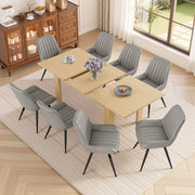 Hawsaiy Extendable Dining Table Set for 6, Upholstered Dining Chairs, Farmhouse Kitchen Dining Room Set, Hidden Leaf Dining Table Seats 6-8
