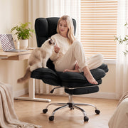 Hawsaiy Cross Legged Office Chair with Flip Armrests，Big and Tall Executive Office Chair, 135° Reclining Criss Cross Chair with Footrest & Lumbar Pillow