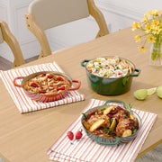 Kerilyn 3 Quart Enameled Shallow Cast Iron Dutch Oven with Lid, Dual Handles Dutch Pots for Cooking, Stewing, Heavy-Duty & Nonstick, Oven Safe up to 500° F, Works on All Stovetops, Dark Blue