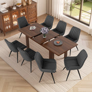 Hawsaiy Extendable Dining Table Set for 6, Upholstered Dining Chairs, Farmhouse Kitchen Dining Room Set, Hidden Leaf Dining Table Seats 6-8