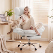 Hawsaiy Cross Legged Office Chair with Flip Armrests，Big and Tall Executive Office Chair, 135° Reclining Criss Cross Chair with Footrest & Lumbar Pillow