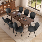 Hawsaiy Extendable Dining Table Set for 4, Shell Back Upholstered Dining Chairs, Farmhouse Kitchen Dining Room Set, Hidden Leaf Dining Table Seats 6-8
