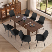 Hawsaiy Extendable Dining Table Set for 4, PU Leather Dining Chairs, Farmhouse Kitchen Dining Room Set, Hidden Leaf Dining Table Seats 6-8