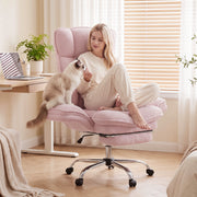 Hawsaiy Cross Legged Office Chair with Flip Armrests，Big and Tall Executive Office Chair, 135° Reclining Criss Cross Chair with Footrest & Lumbar Pillow