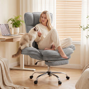 Hawsaiy Cross Legged Office Chair with Flip Armrests，Big and Tall Executive Office Chair, 135° Reclining Criss Cross Chair with Footrest & Lumbar Pillow