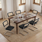 Hawsaiy Velvet Rattan Dining Chairs Set of 2/3/4/6/8, Upholstered Dining Room Chairs with Cane Back, Mid Century Modern Cantilever Kitchen Chairs, Chrome Frame Armless Side Chairs