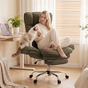 Hawsaiy Cross Legged Office Chair with Flip Armrests，Big and Tall Executive Office Chair, 135° Reclining Criss Cross Chair with Footrest & Lumbar Pillow