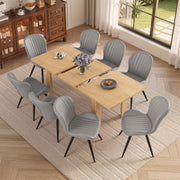Hawsaiy Extendable Dining Table Set for 4, Shell Back Upholstered Dining Chairs, Farmhouse Kitchen Dining Room Set, Hidden Leaf Dining Table Seats 6-8