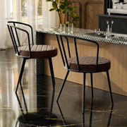 Hawsaiy Mid-Century Modern Upholstered Dining Chairs Set of 2,Armless Leather Chairs with Metal Legs for Kitchen, Bar, Café, Living Room