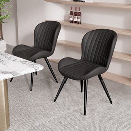 Hawsaiy Modern Dining Room Chairs Set of 2/4/6, Upholstered Kitchen Dinner Chair Fabric and Curved Backrest Kitchen Chairs Dark Grey