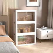 Hawsaiy 4-Tier Foldable Plastic Storage Cabinet with Lids, Stackable Bins with Wheels for Home & Office