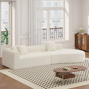 Nalupatio Modern Style Curved Sofa, Upholstery Corduroy Sofa Couch with 3 Pillows, Oversized Sleek Curved Sectional Boucle Fabric Couch for Living Room White