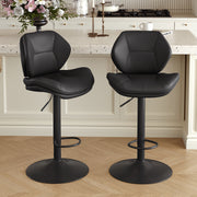 Hawsaiy Swivel Bar Stools Set of 2/4, Adjustable Height Faux Leather Bar Stools with Back, Double-Layer Upholstered Counter Height Bar Chairs for Kitchen Island