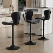Nalupatio Modern Bar Stools Set of 2 Faux Leather Upholstered Swivel Barstools,Black