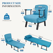 Hawsaiy Convertible Sleeper Leisure Recliner, Adjustable Lounge Chair, Arm Chair, and Sofa Bed