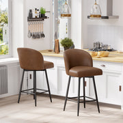 Nalupatio Counter Height Bar Stools Set of 2,360° Swivel Barstools with High Back and Metal Legs,26