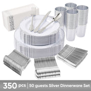 Hawsaiy 350PCS Gold Disposable Dinnerware Set for 50 Guests, Lace Design Plastic Plate Sets, Gold Silverware, Cups & Napkins – Party Supplies for Weddings, Birthdays, Holidays