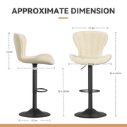 Nalupatio Modern Bar Stools Set of 2 Faux Leather Upholstered Swivel Barstools,Black