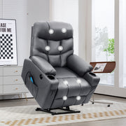 Hawsaiy PU Leather Power Lift Recliner with Massage and Heat for Elderly, Comfy Ergonomic Lounge Sofa Chair with Remote Control, 2 Cup Holders and Side Pockets