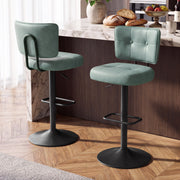 Hawsaiy Vintage Bar Stools Set of 2, Adjustable Swivel Counter Height Barstools, Tufted Faux Leather Kitchen Island Chairs with Footrest