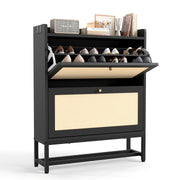 Hawsaiy Slim Entryway Shoe Storage Cabinet with 2/3 Flip Drawers, Narrow Freestanding Shoe Organizer Holds 16–20 Pairs, Space-Saving Wooden Shoe Rack for Hallway, Foyer