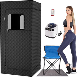 Nalupatio Portable Sauna for Home, Home Sauna Tent, Personal Steam Sauna Tent Full Body with 3.0L 1000W Steamer, 90 Minute Timer, Folding Chair, Remote Control, 9 Levels, 122℉/50℃