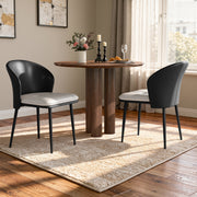 Hawsaiy Faux Leather Dining Chairs Set of 2/4/6, Modern Curved Back Upholstered Kitchen Side Chairs with Metal Legs