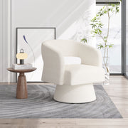 Nalupatio Swivel Barrel Accent Chair, Linen Fabric Upholstered Armchair with Wood Frame & Spring Support,Modern Comfy Lounge Sofa Chair with Round Back for Reading Living Room Bedroom,Beige
